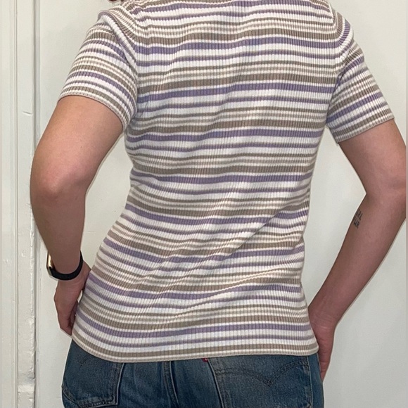 Multi-colour striped knitwear vintage top - Picture 3 of 9